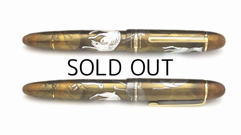 Photo4: AGJ Original Maki-e Fountain pen #32 "Deer Makie" Montblanc Meisterstuck 149 Sparkling Togidashi Taka Maki-e Kyoto Japan Wa (4)