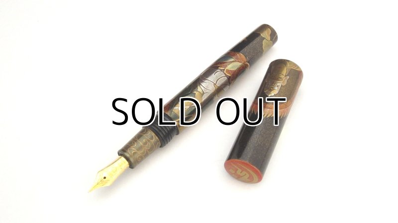 Photo2: AGJ Original Maki-e Fountain pen #38 "Buddhist statue" Sailor 21K nib Sparkling Togidashi Taka Maki-e Kyoto Japan Wa (2)