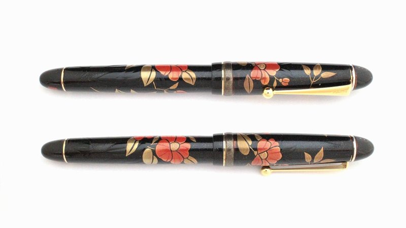 Photo4: AGJ Original Maki-e Fountain pen #56 "Camellia" Sparkling Togidashi Taka Maki-e Kyoto Japan Wa (4)