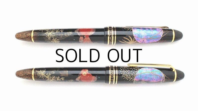 Photo3: AGJ Original Maki-e Fountain pen #60 "Goldfish and Fireworks" Sailor 21K nib Sparkling Togidashi Taka Maki-e Kyoto Japan Wa (3)