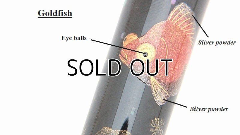 Photo10: AGJ Original Maki-e Fountain pen #60 "Goldfish and Fireworks" Sailor 21K nib Sparkling Togidashi Taka Maki-e Kyoto Japan Wa (10)