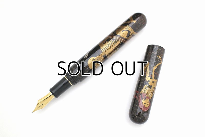 Photo2: AGJ Original Maki-e Fountain pen #64 "Skeltons' Dance in summer festival" Togidashi Taka Maki-e Kyoto Japan Wa (2)