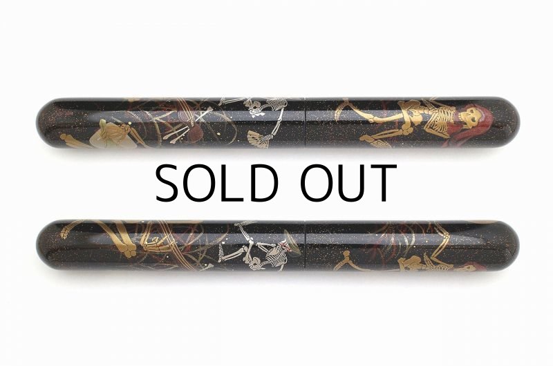 Photo3: AGJ Original Maki-e Fountain pen #64 "Skeltons' Dance in summer festival" Togidashi Taka Maki-e Kyoto Japan Wa (3)