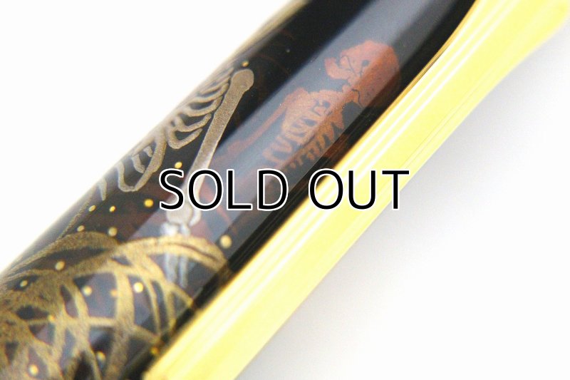 Photo8: AGJ Original Maki-e Fountain pen #69 "Skeleton "BIWA" Minstrel" Sailor KOP Togidashi Taka Maki-e Kyoto Japan Wa (8)
