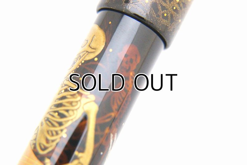 Photo14: AGJ Original Maki-e Fountain pen #69 "Skeleton "BIWA" Minstrel" Sailor KOP Togidashi Taka Maki-e Kyoto Japan Wa (14)