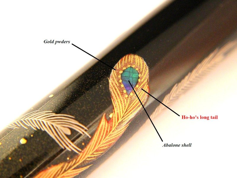 Photo6: AGJ Original Maki-e Fountain pen #74 "Phoenix(Hoh-Oh)" Sailor KOP Togidashi Taka Maki-e Kyoto Japan Wa (6)