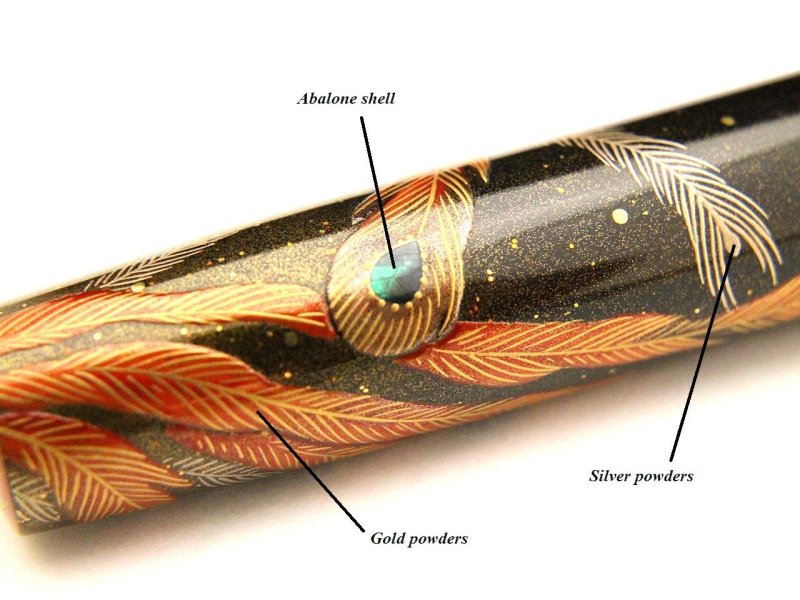 Photo8: AGJ Original Maki-e Fountain pen #74 "Phoenix(Hoh-Oh)" Sailor KOP Togidashi Taka Maki-e Kyoto Japan Wa (8)
