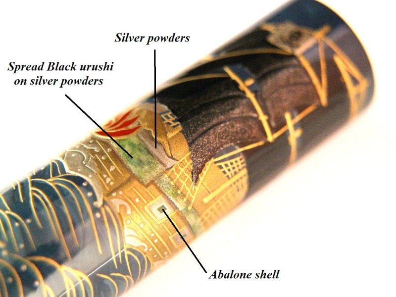 Photo9: AGJ Original Maki-e Fountain pen #75 "Pirate ship" Sailor KOP Togidashi Taka Maki-e Kyoto Japan Wa (9)