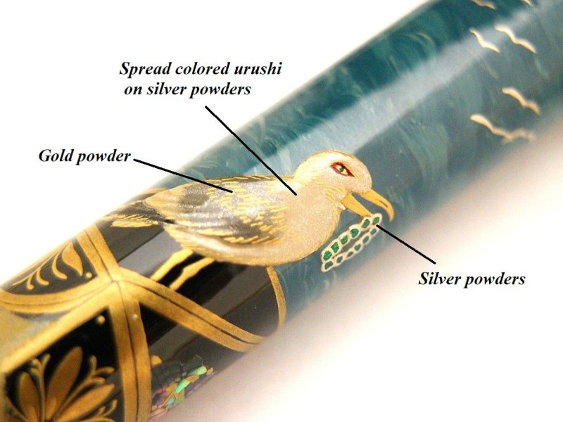 Photo13: AGJ Original Maki-e Fountain pen #75 "Pirate ship" Sailor KOP Togidashi Taka Maki-e Kyoto Japan Wa (13)