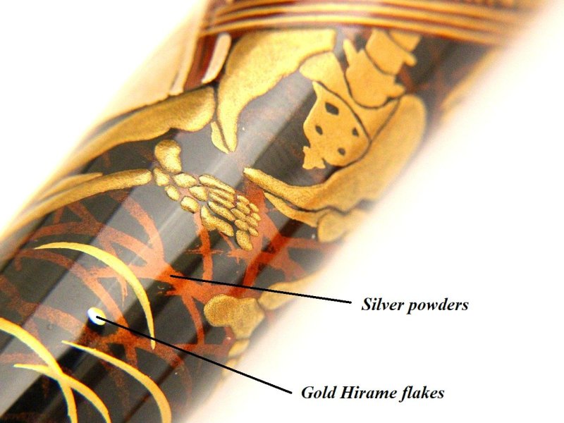 Photo10: AGJ Original Maki-e Fountain pen #76 "Skeleton" Sailor Togidashi Taka Maki-e Kyoto Japan Wa (10)