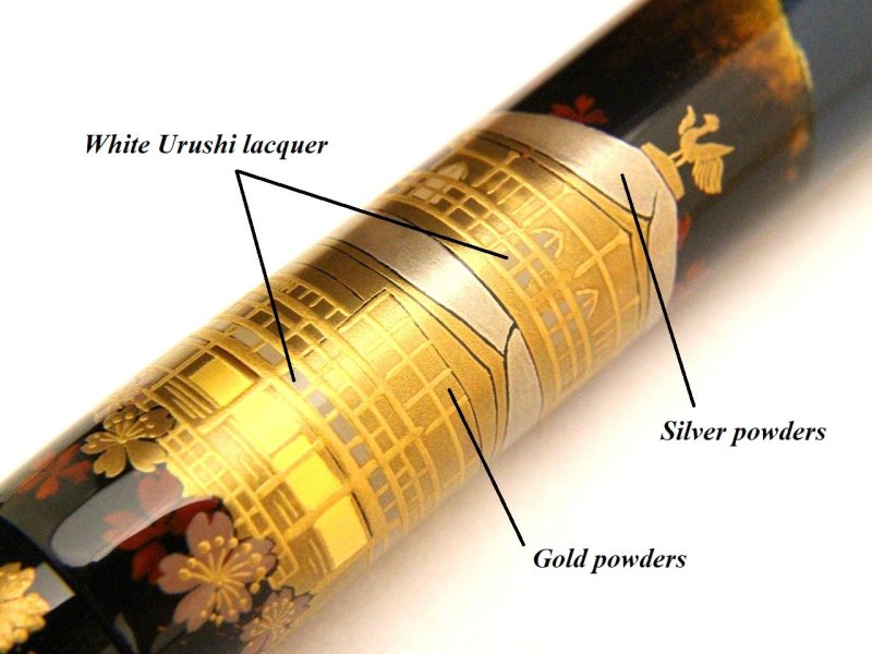 Photo6: AGJ Original Maki-e Fountain pen #77 "Mt. Fuji and Kinkakuji Temple" Sailor Togidashi Taka Maki-e Kyoto Japan Wa (6)