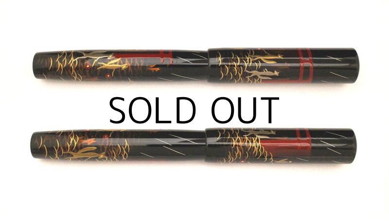 Photo3: AGJ Original Maki-e Fountain pen #78 "Fox wedding parade" Togidashi Taka Maki-e Kyoto Japan Wa (3)