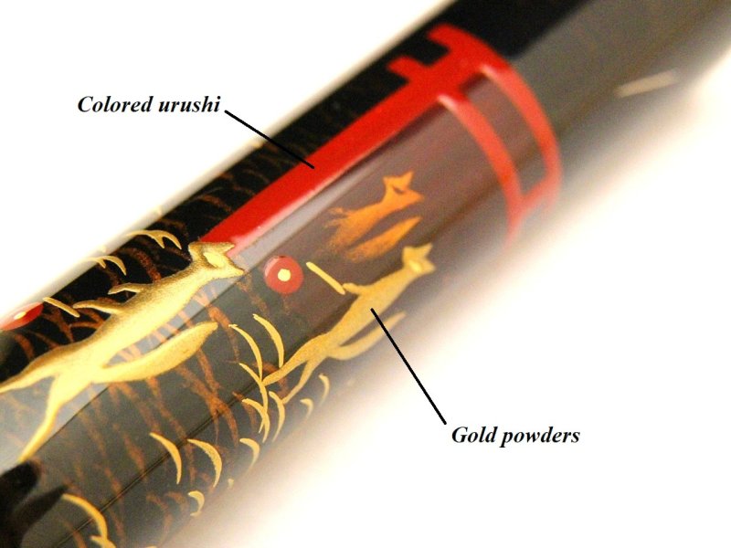 Photo5: AGJ Original Maki-e Fountain pen #78 "Fox wedding parade" Togidashi Taka Maki-e Kyoto Japan Wa (5)