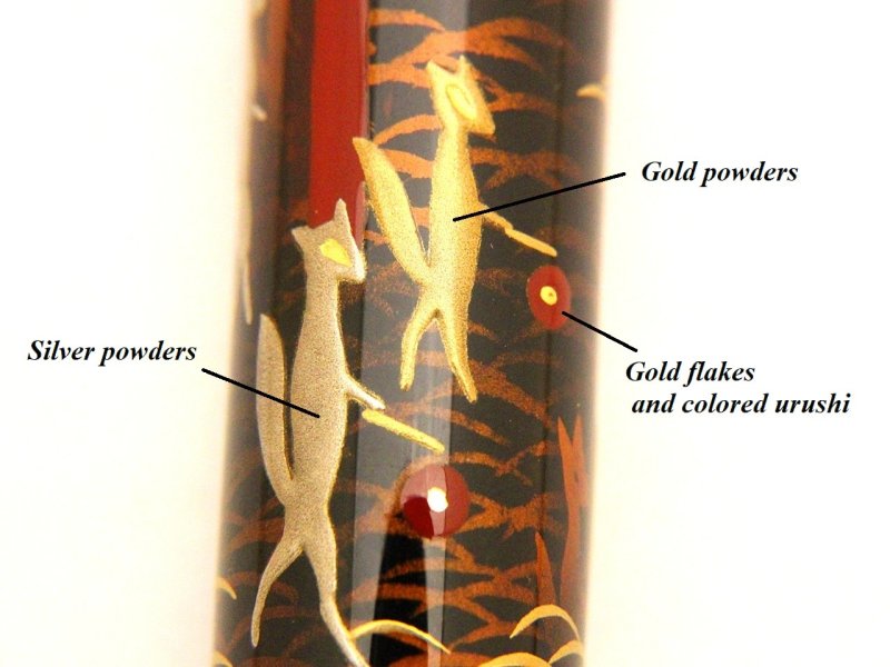 Photo7: AGJ Original Maki-e Fountain pen #78 "Fox wedding parade" Togidashi Taka Maki-e Kyoto Japan Wa (7)