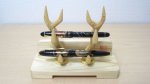 Photo1: Pen stand for 2 fountain pens (1)