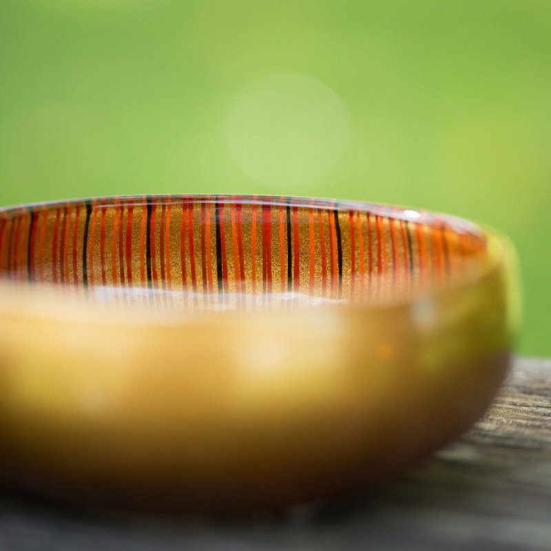 Photo3: AGJ Glass urushi Bowl "Tsubomi" Gold (3)