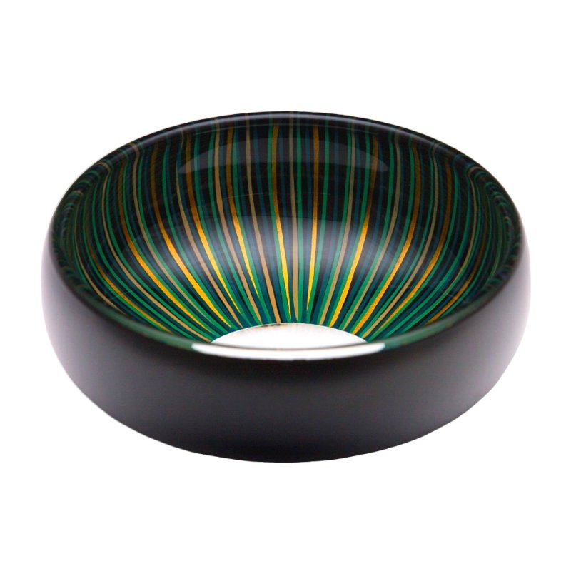 Photo1: AGJ Glass urushi Bowl "Tsubomi" Black/Blue (1)