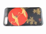 Photo1: AGJ Original Maki-e iPhone Case Cover "Crane and the sun" for iPhone 7 Plus / 8 Plus (1)