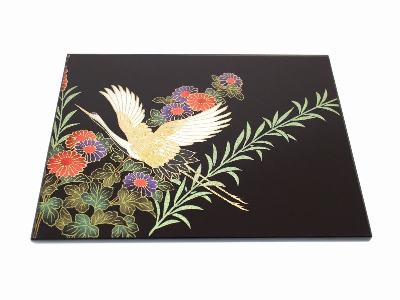 Photo4: AGJ Original Kimono-Glass Dish / Plate "Crane" Nishijin Yuzen Kyoto (4)