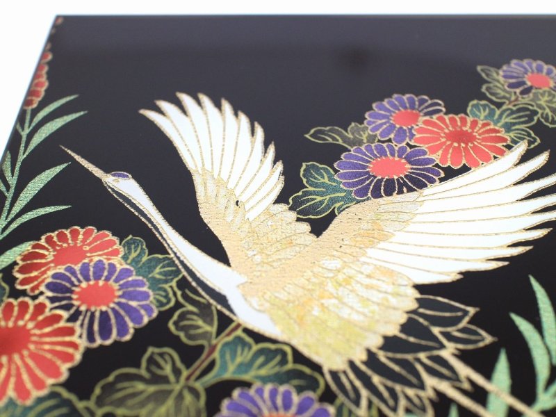 Photo5: AGJ Original Kimono-Glass Dish / Plate "Crane" Nishijin Yuzen Kyoto (5)
