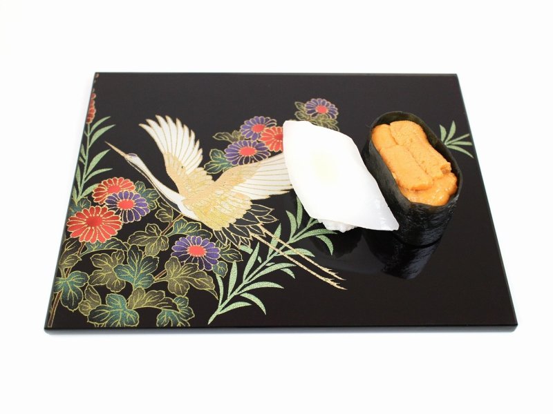 Photo3: AGJ Original Kimono-Glass Dish / Plate "Crane" Nishijin Yuzen Kyoto (3)