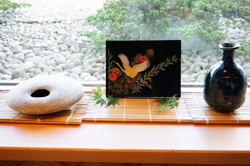 Photo2: AGJ Original Kimono-Glass Dish / Plate "Crane" Nishijin Yuzen Kyoto (2)