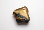 Photo3: Brooch "Plover(Wave and Chidori)" Maki-e Jewelry Amber Japanese (3)