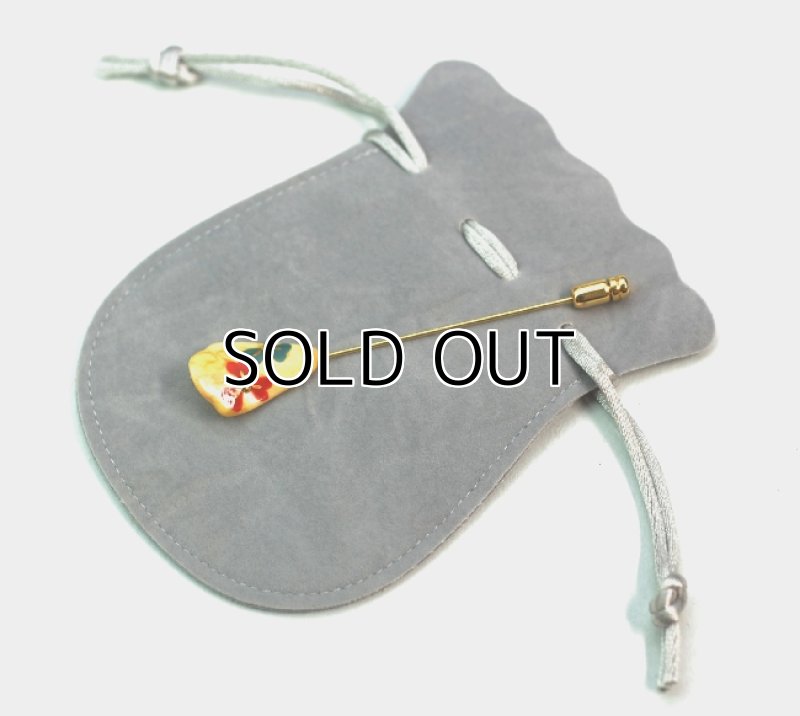 Photo2: Pin Broach "Clover" Maki-e Jewelry Amber Japanese (2)