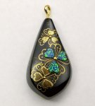Photo3: Pendant "Flower pattern" Maki-e Jewelry Amber Japanese (3)