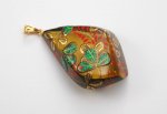 Photo1: Pendant "Bush clover" Maki-e Jewelry Amber Japanese (1)