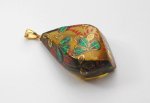 Photo4: Pendant "Bush clover" Maki-e Jewelry Amber Japanese (4)