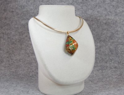 Photo1: Pendant "Bush clover" Maki-e Jewelry Amber Japanese