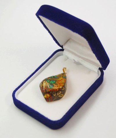 Photo2: Pendant "Bush clover" Maki-e Jewelry Amber Japanese