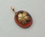 Photo1: Pendant "Cherry blossoms(Sakura)" Maki-e Jewelry Amber Japanese (1)