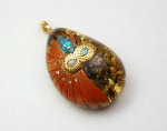 Photo2: Pendant "Mask" Maki-e Jewelry Amber Japanese (2)