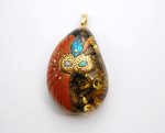 Photo3: Pendant "Mask" Maki-e Jewelry Amber Japanese (3)