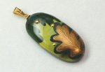 Photo2: Pendant "Kashiwaba" Maki-e Jewelry Amber Japanese (2)