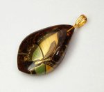 Photo1: Pendant "Butterfly" Maki-e Jewelry Amber Japanese (1)