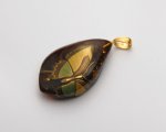 Photo2: Pendant "Butterfly" Maki-e Jewelry Amber Japanese (2)