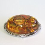 Photo3: Brooch "Japanese Drum" Maki-e(Makie) Japanese Jewelry Amber #H1 (3)