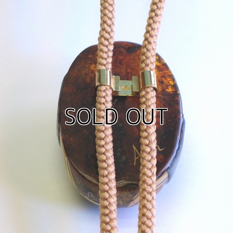 Photo3: Bolo Tie "Funabashi" Maki-e(Makie) Japanese Jewelry Amber #H2 (3)