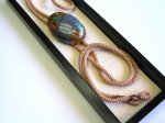Photo5: Bolo Tie "Funabashi" Maki-e(Makie) Japanese Jewelry Amber #H2 (5)