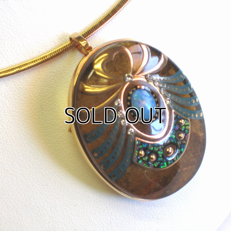 Photo5: Brooch "Spider" Maki-e(Makie) Japanese Jewelry Amber #H3 (5)