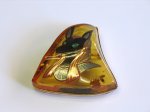 Photo1: Brooch "Anubis" Maki-e(Makie) Japanese Jewelry Amber #H5 (1)