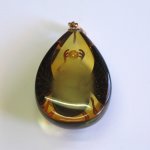 Photo2: Pendant "Scarab" Maki-e(Makie) Japanese Jewelry Amber #H6 (2)