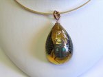 Photo4: Pendant "Scarab" Maki-e(Makie) Japanese Jewelry Amber #H6 (4)