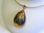 Photo5: Pendant "Scarab" Maki-e(Makie) Japanese Jewelry Amber #H6 (5)