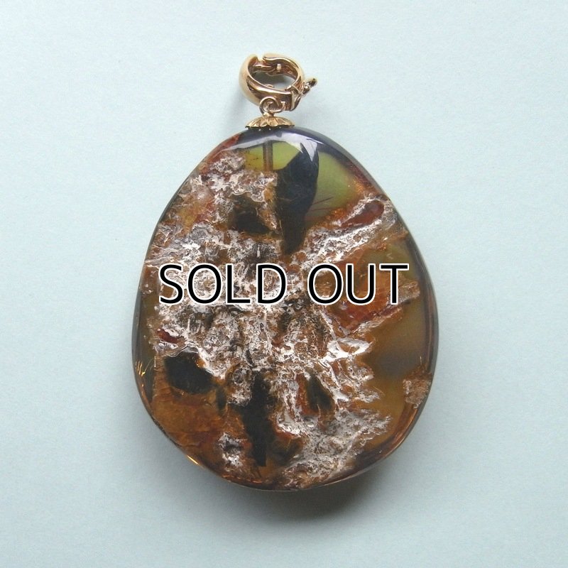 Photo4: Pendant "Bastet" Maki-e(Makie) Japanese Jewelry Amber #H7 (4)