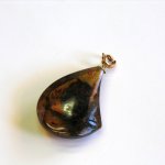 Photo2: Pendant "Owl" Maki-e(Makie) Japanese Jewelry Amber #H8 (2)