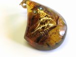 Photo3: Pendant "Owl" Maki-e(Makie) Japanese Jewelry Amber #H8 (3)